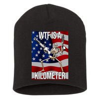 Wtf Is A Kilometer American Skeleton Funny Short Acrylic Beanie