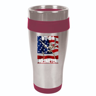 Wtf Is A Kilometer American Skeleton Funny 16oz Travel Tumbler