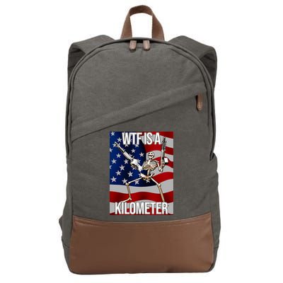 Wtf Is A Kilometer American Skeleton Funny Cotton Canvas Backpack