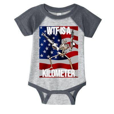 Wtf Is A Kilometer American Skeleton Funny Infant Baby Jersey Bodysuit