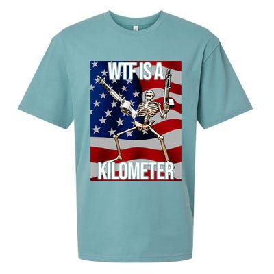 Wtf Is A Kilometer American Skeleton Funny Sueded Cloud Jersey T-Shirt