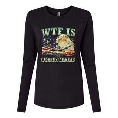 Wtf Is A Kilometer Eagle Badge American Signature Burger 4th Of July Gift Womens Cotton Relaxed Long Sleeve T-Shirt