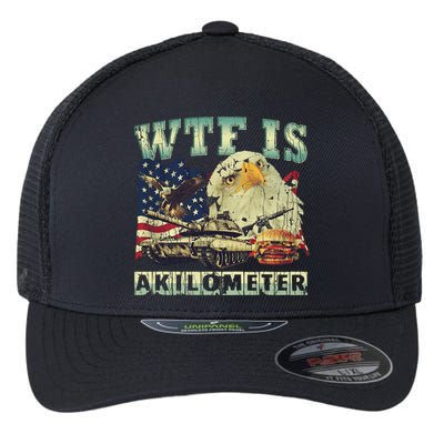 Wtf Is A Kilometer Eagle Badge American Signature Burger 4th Of July Gift Flexfit Unipanel Trucker Cap