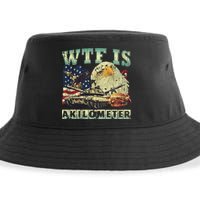 Wtf Is A Kilometer Eagle Badge American Signature Burger 4th Of July Gift Sustainable Bucket Hat
