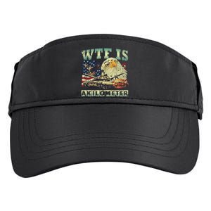 Wtf Is A Kilometer Eagle Badge American Signature Burger 4th Of July Gift Adult Drive Performance Visor