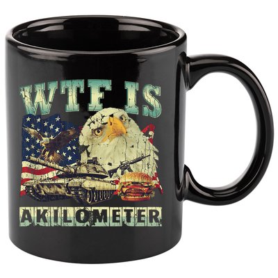 Wtf Is A Kilometer Eagle Badge American Signature Burger 4th Of July Gift 11oz C Handle Ceramic Mug