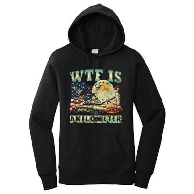 Wtf Is A Kilometer Eagle Badge American Signature Burger 4th Of July Gift Women's Pullover Hoodie