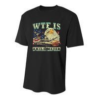 Wtf Is A Kilometer Eagle Badge American Signature Burger 4th Of July Gift Youth Performance Sprint T-Shirt