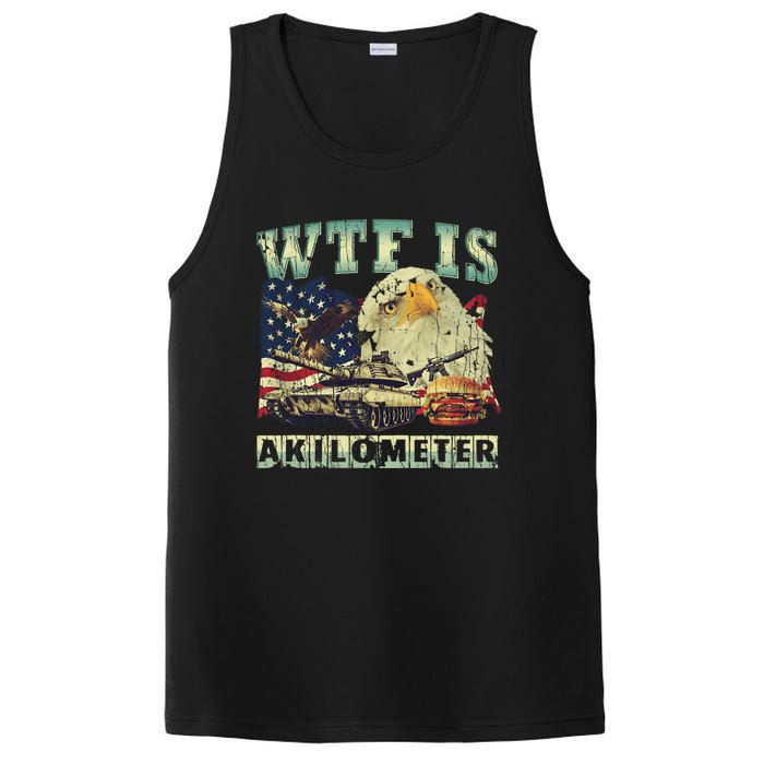 Wtf Is A Kilometer Eagle Badge American Signature Burger 4th Of July Gift PosiCharge Competitor Tank