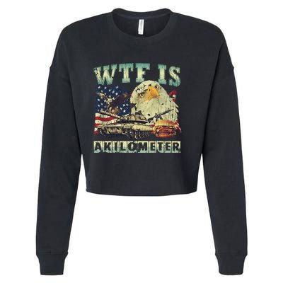 Wtf Is A Kilometer Eagle Badge American Signature Burger 4th Of July Gift Cropped Pullover Crew