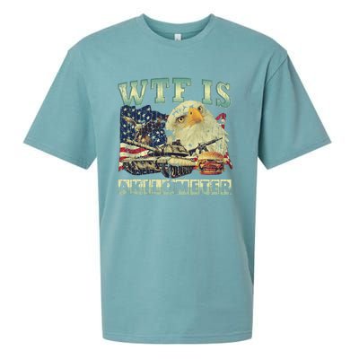 Wtf Is A Kilometer Eagle Badge American Signature Burger 4th Of July Gift Sueded Cloud Jersey T-Shirt