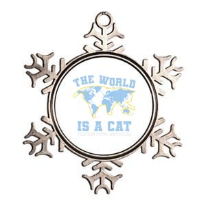 World Is A Cat Playing With Australia Funny Australian Day Gift Metallic Star Ornament