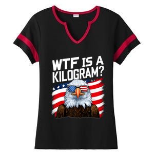 Wtf Is A Kilogram Funny 4th Of July Patriotic Eagle Usa Ladies Halftime Notch Neck Tee