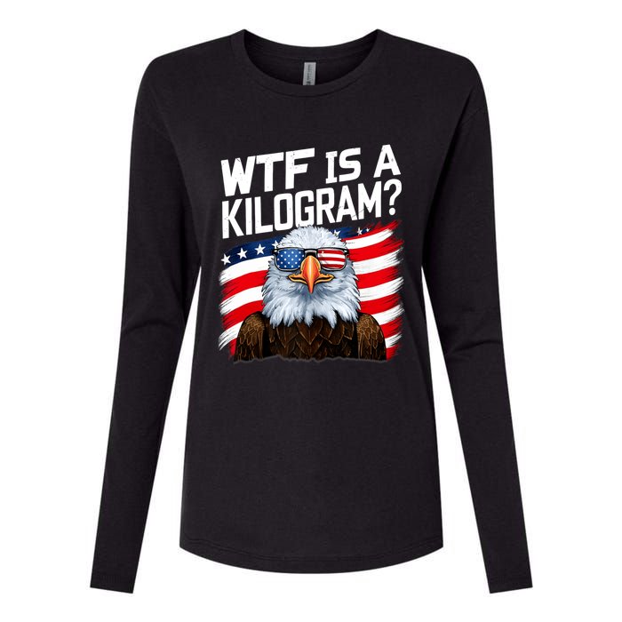 Wtf Is A Kilogram Funny 4th Of July Patriotic Eagle Usa Womens Cotton Relaxed Long Sleeve T-Shirt