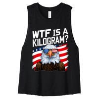 Wtf Is A Kilogram Funny 4th Of July Patriotic Eagle Usa Women's Racerback Cropped Tank