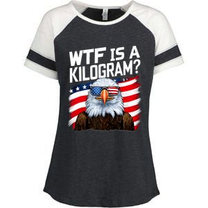 Wtf Is A Kilogram Funny 4th Of July Patriotic Eagle Usa Enza Ladies Jersey Colorblock Tee