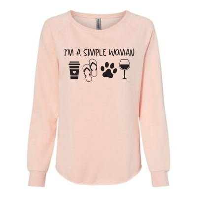 Womens Im A Simple Woman Coffee Flip Flop Pet Dog Cat Wine Womens Womens California Wash Sweatshirt