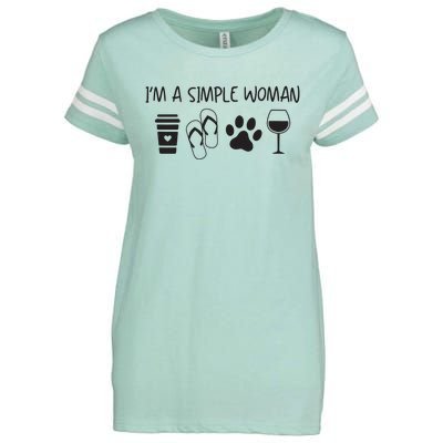 Womens Im A Simple Woman Coffee Flip Flop Pet Dog Cat Wine Womens Enza Ladies Jersey Football T-Shirt