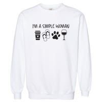 Womens Im A Simple Woman Coffee Flip Flop Pet Dog Cat Wine Womens Garment-Dyed Sweatshirt