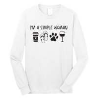 Womens Im A Simple Woman Coffee Flip Flop Pet Dog Cat Wine Womens Long Sleeve Shirt