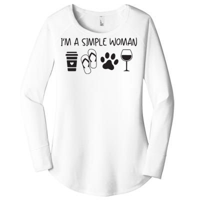 Womens Im A Simple Woman Coffee Flip Flop Pet Dog Cat Wine Womens Women's Perfect Tri Tunic Long Sleeve Shirt