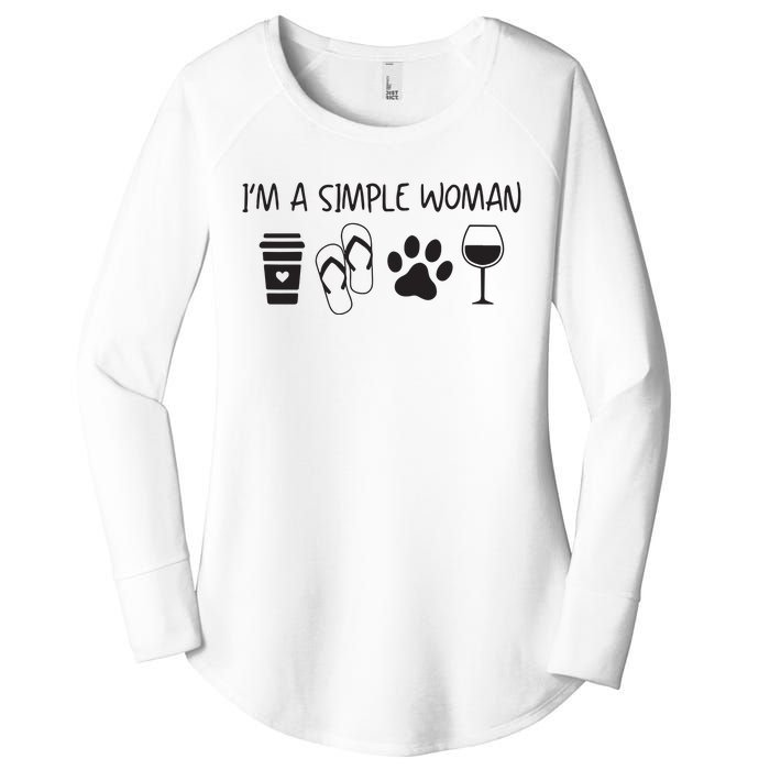 Womens Im A Simple Woman Coffee Flip Flop Pet Dog Cat Wine Womens Women's Perfect Tri Tunic Long Sleeve Shirt