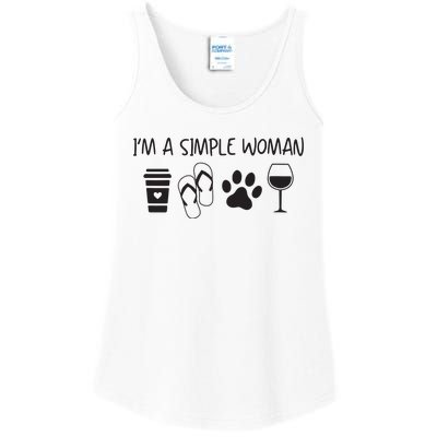 Womens Im A Simple Woman Coffee Flip Flop Pet Dog Cat Wine Womens Ladies Essential Tank