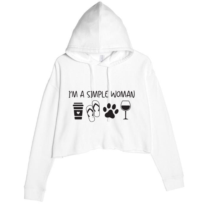 Womens Im A Simple Woman Coffee Flip Flop Pet Dog Cat Wine Womens Crop Fleece Hoodie