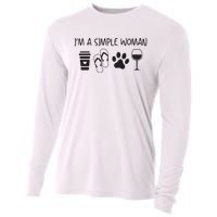 Womens Im A Simple Woman Coffee Flip Flop Pet Dog Cat Wine Womens Cooling Performance Long Sleeve Crew