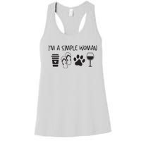 Womens Im A Simple Woman Coffee Flip Flop Pet Dog Cat Wine Womens Women's Racerback Tank