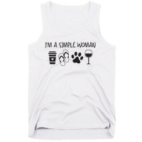 Womens Im A Simple Woman Coffee Flip Flop Pet Dog Cat Wine Womens Tank Top