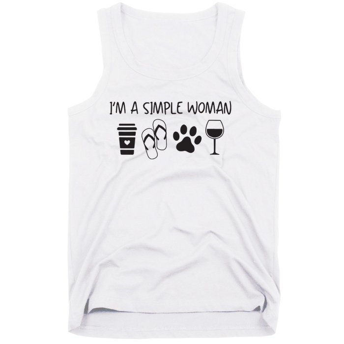 Womens Im A Simple Woman Coffee Flip Flop Pet Dog Cat Wine Womens Tank Top