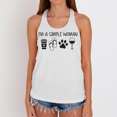 Womens Im A Simple Woman Coffee Flip Flop Pet Dog Cat Wine Womens Women's Knotted Racerback Tank