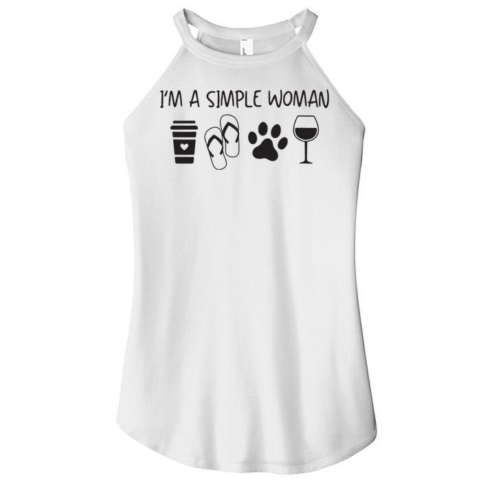 Womens Im A Simple Woman Coffee Flip Flop Pet Dog Cat Wine Womens Women's Perfect Tri Rocker Tank