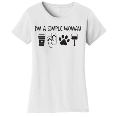 Womens Im A Simple Woman Coffee Flip Flop Pet Dog Cat Wine Womens Women's T-Shirt