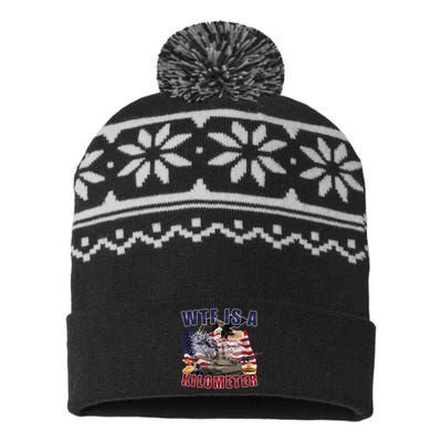 Wtf Is A Kilometer Funny Political USA-Made Snowflake Beanie