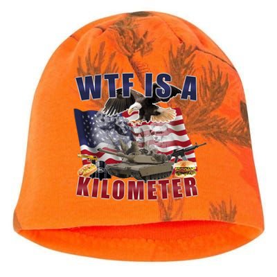 Wtf Is A Kilometer Funny Political Kati - Camo Knit Beanie