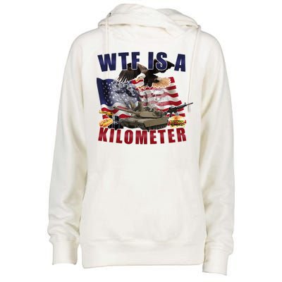 Wtf Is A Kilometer Funny Political Womens Funnel Neck Pullover Hood