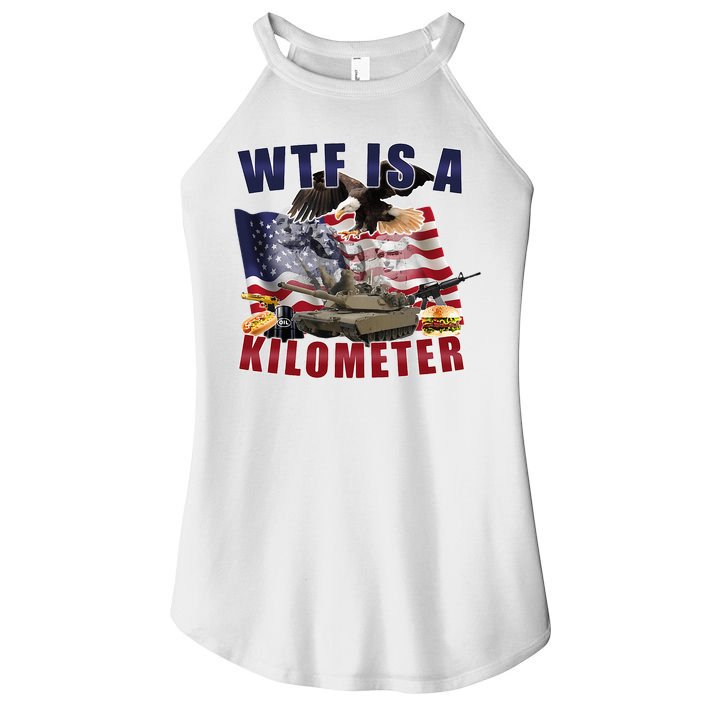 Wtf Is A Kilometer Funny Political Women's Perfect Tri Rocker Tank