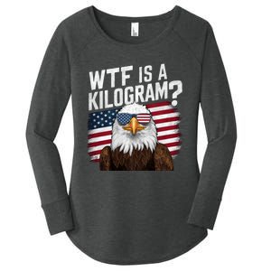 Wtf Is A Kilogram Funny 4th Of July Patriotic Eagle Usa Women's Perfect Tri Tunic Long Sleeve Shirt