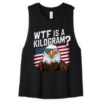 Wtf Is A Kilogram Funny 4th Of July Patriotic Eagle Usa Women's Racerback Cropped Tank