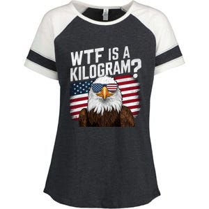 Wtf Is A Kilogram Funny 4th Of July Patriotic Eagle Usa Enza Ladies Jersey Colorblock Tee