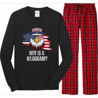 Wtf Is A Kilogram Funny 4th Of July Eagle Usa2024 Patriotic Long Sleeve Pajama Set