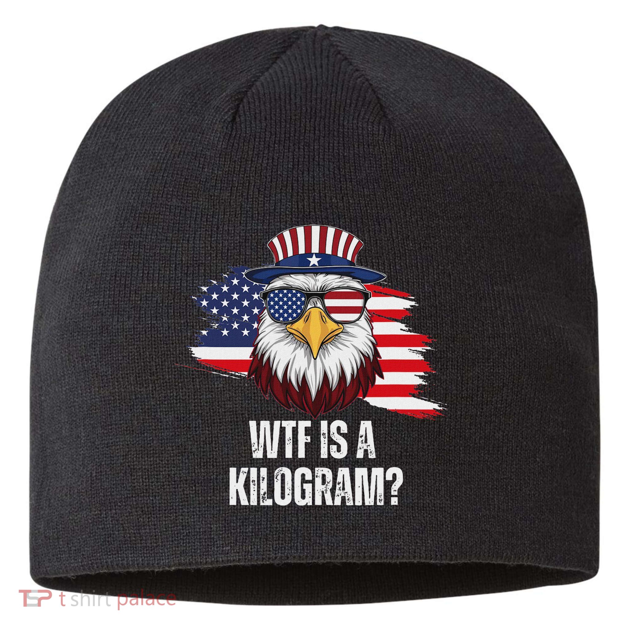 Wtf Is A Kilogram Funny 4th Of July Eagle Usa2024 Patriotic Sustainable Beanie