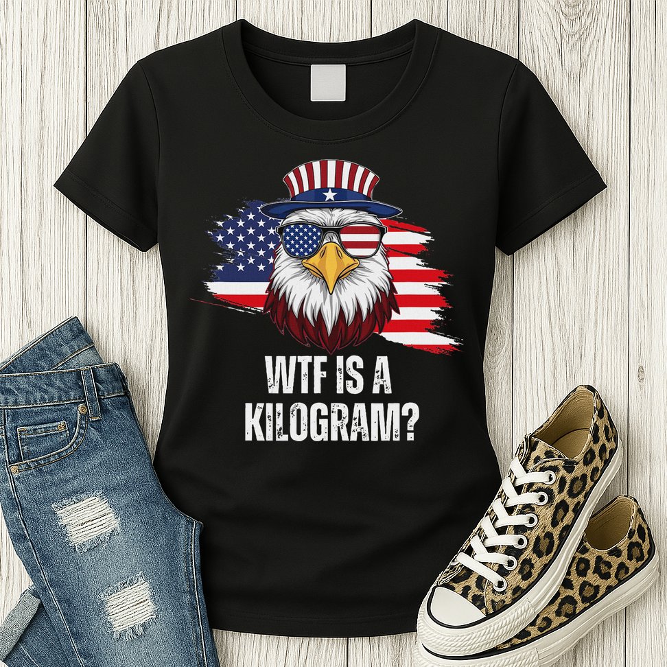 Wtf Is A Kilogram Funny 4th Of July Eagle Usa2024 Patriotic Womens T-Shirt