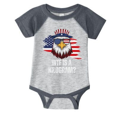 Wtf Is A Kilogram Funny 4th Of July Eagle Usa2024 Patriotic Infant Baby Jersey Bodysuit