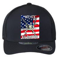 WTF Is A Kilometer July 4th Skeleton Funny Cringey USA Meme Flexfit Unipanel Trucker Cap
