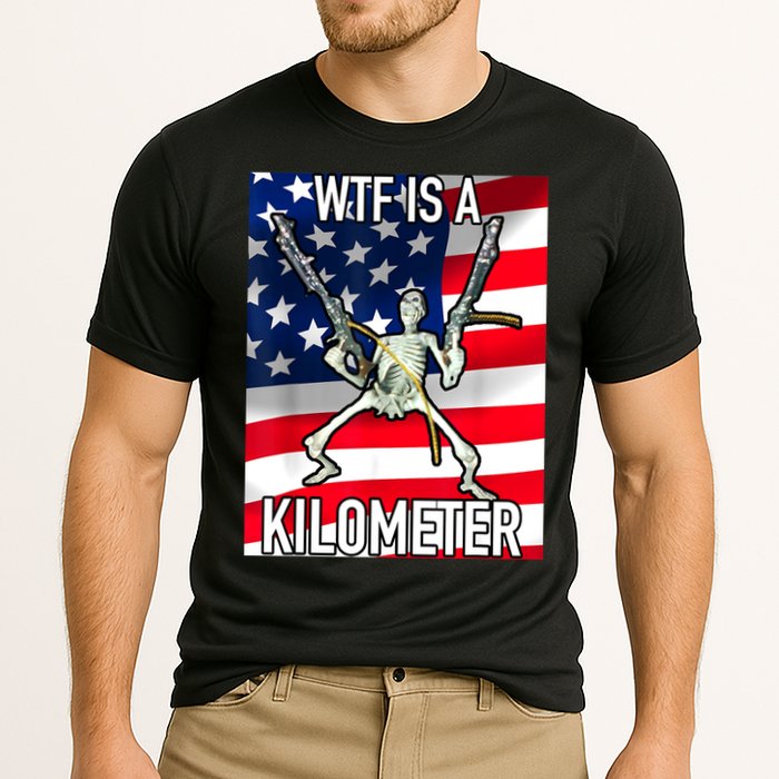 WTF Is A Kilometer July 4th Skeleton Funny Cringey USA Meme Performance Shirt