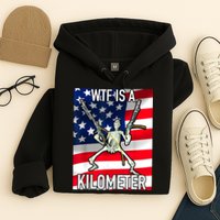 WTF Is A Kilometer July 4th Skeleton Funny Cringey USA Meme Hoodie