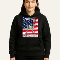 WTF Is A Kilometer July 4th Skeleton Funny Cringey USA Meme Hoodie
